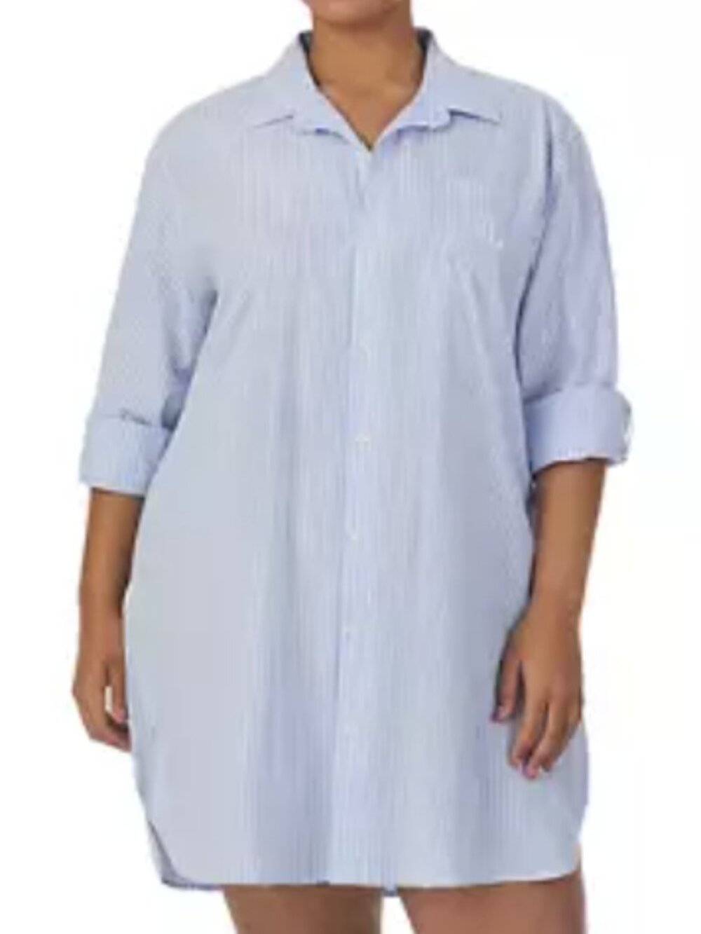 Lauren Ralph Lauren 2X Sleepshirt Pajama Nightgown Blue & White Stripes